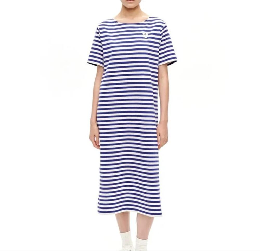 Marimekko Dress Sinna Tasaraita Blue Stripe Size Medium